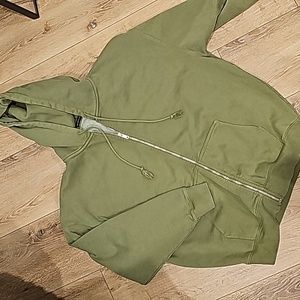 Brandy Melville oversized green zip up hoodie
